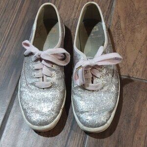 Kate Spade Keds 7 pink sparkle sneaker flats
